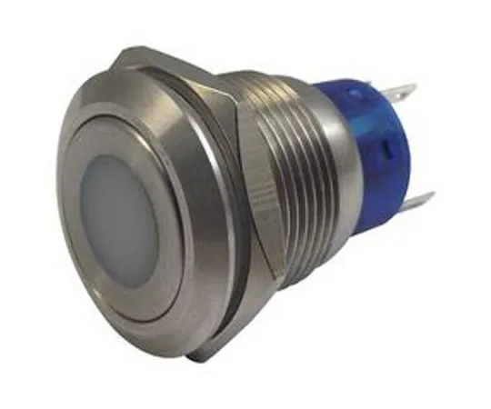63-6775-32 RS PRO Single Pole Double Throw (SPDT) Momentary Blue LED Push Button Switch, IP67, 19.2 (Dia.)mm, Panel Mount, 250V ac 111-3897