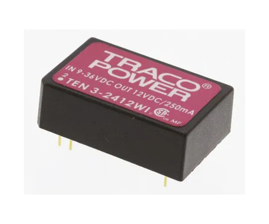 63-7350-71 TRACOPOWER TEN 3WI 3W Isolated DC-DC Converter Through Hole, Voltage in 9 → 36 V dc, Voltage out 12V dc TEN 3-2412WI