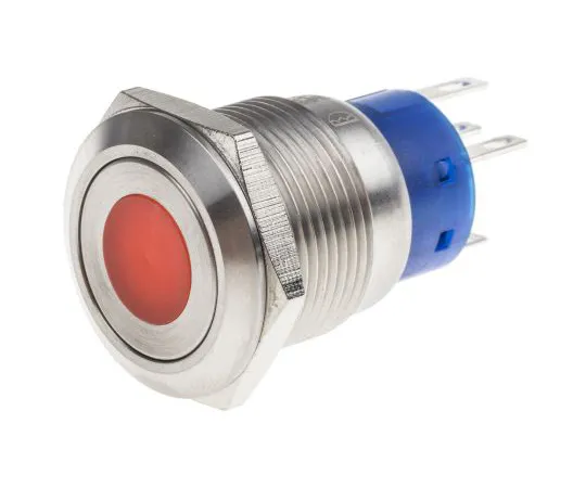63-6775-28 RS PRO Single Pole Double Throw (SPDT) Latching Red LED Push Button Switch, IP67, 19.2 (Dia.)mm, Panel Mount, 250V ac 111-3893