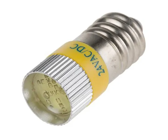 63-6586-21 LED Reflector Bulb, E10, Yellow, Multichip, 10mm dia., 24V dc 209-917