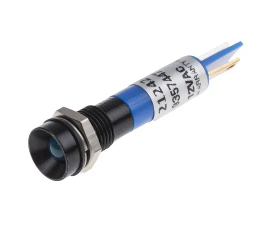 63-6588-18 RS PRO Blue Indicator, 12 V, 8mm Mounting Hole Size, Solder Tab Termination, IP67 212-424