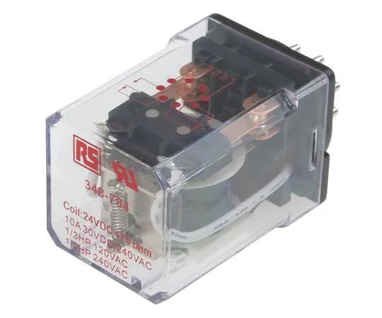 63-6622-07 RS PRO, 24V dc Coil Non-Latching Relay DPDT, 10A Switching Current Plug In, 2 Pole 348-784