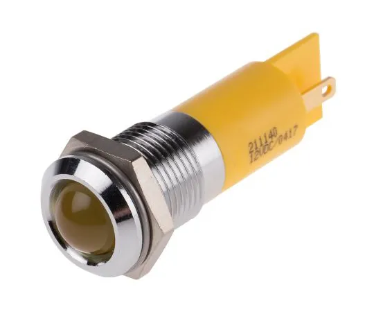 63-6587-20 RS PRO Yellow Indicator, 12 V dc, 14mm Mounting Hole Size, Solder Tab Termination 211-140
