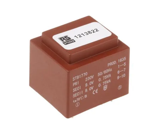 63-6789-41 2 x 9V ac 2 Output PCB Mount PCB Transformer, 1.5VA 121-3822