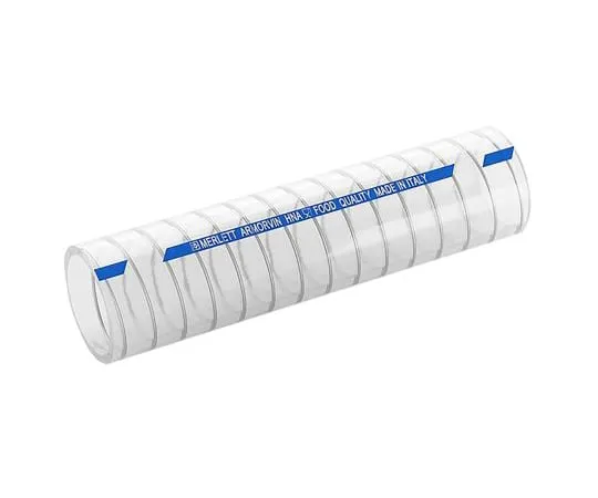 63-6992-61 Merlett Plastics PVC Hose, Clear, 44.5mm External Diameter, 10m Long, Reinforced, 80mm B*** Radius, Liquid Food 9130400350010