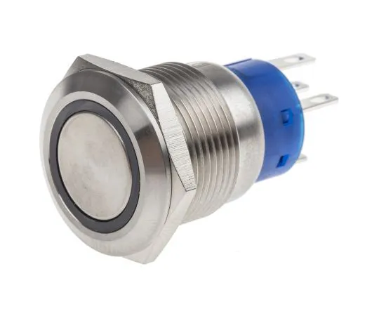 63-6775-20 RS PRO Single Pole Double Throw (SPDT) Momentary Yellow LED Push Button Switch, IP67, 19.2 (Dia.)mm, Panel Mount, 250V 111-3880