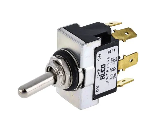 63-6618-29 Toggle Switch On-Off-On DPDT Panel Mount 20 A @ 250 V ac AWTP1504