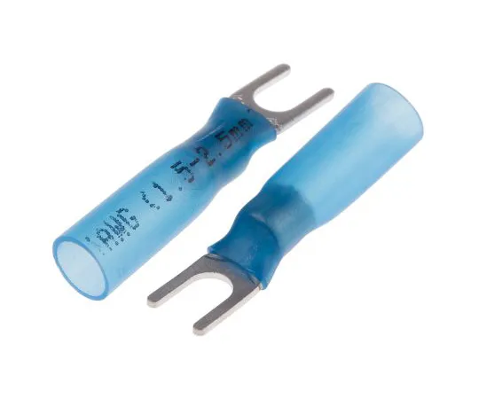 63-6977-82 RS PRO Insulated Crimp Spade Connector, 1.5mm² to 2.5mm², 16AWG to 14AWG, M3.7 (#6) Stud Size HDPE, Blue 125-1972