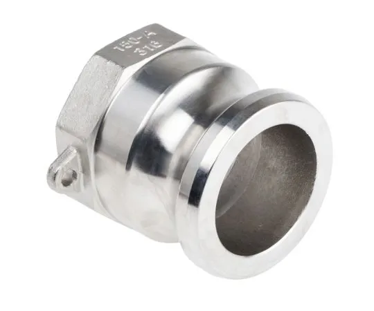 63-6618-22 Straight Male Hose Coupling 1-1/2in Part A Cam & Groove Adapter, 1-1/2 in BSPT Female, Stainless Steel 317-507