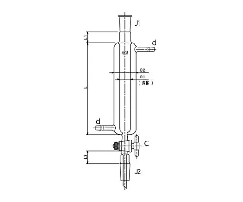 61-4713-19　［Discontinued］Double-Pipe Chromatography Column (Standard Taper Joint) (with PTFE Cock)　3842-10/300-3L