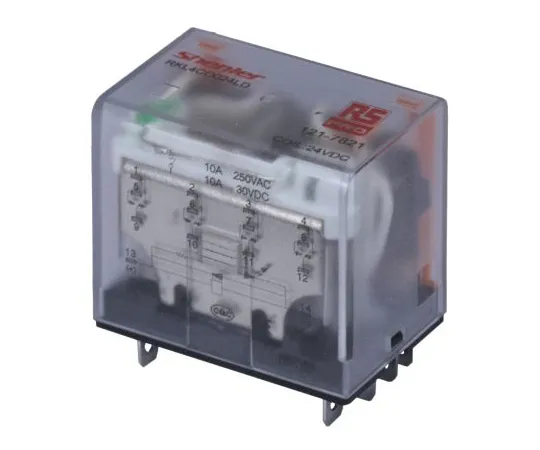 63-6808-99 RS PRO, 24V dc Coil Non-Latching Relay 4PDT, 10A Switching Current Plug In, 4 Pole 121-7821