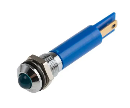 63-6584-70 RS PRO Blue Indicator, 12 V, 8mm Mounting Hole Size, Solder Tab Termination, IP67 208-093