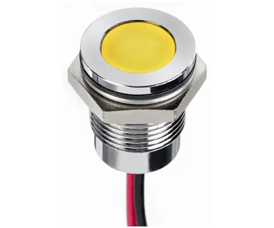 63-7021-14 RS PRO Yellow Indicator, 24 V dc, 14mm Mounting Hole Size, Lead Wires Termination, IP67 130-2261