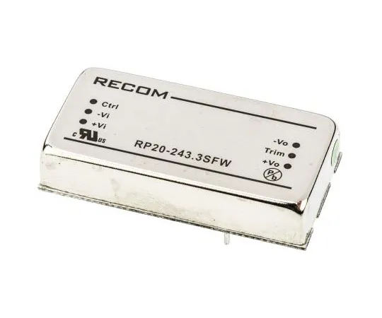 63-7350-86 Recom RP20 FW 20W Isolated DC-DC Converter Through Hole, Voltage in 9 → 36 V dc, Voltage out 3.3V dc RP20-243.3SFW