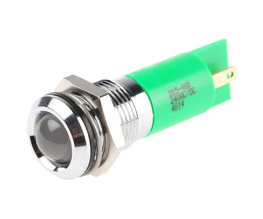 63-6582-60 RS PRO Green Indicator, 24 V ac/dc, 14mm Mounting Hole Size, Solder Tab Termination, IP67 205-460