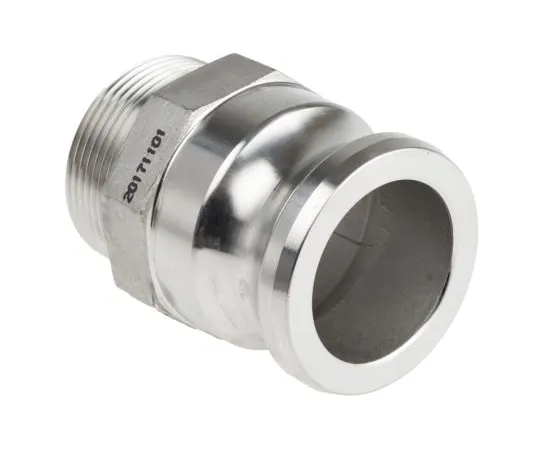 63-6616-69 Straight Male Hose Coupling 1-1/2in Part F Cam & Groove Adapter, 1-1/2 in R Male, Stainless Steel 307-314