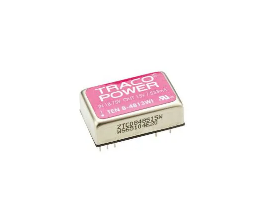 63-7350-39 TRACOPOWER TEN 8WI 8W Isolated DC-DC Converter Through Hole, Voltage in 18 → 75 V dc, Voltage out 15V dc Railway TEN 8-4813WI