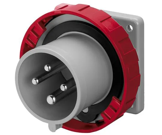 63-6988-66 RS PRO IP67 Red Panel Mount 3P+E Industrial Power Plug, Rated At 32A, 415 V 125-4465