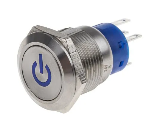 63-6775-34 RS PRO Single Pole Double Throw (SPDT) Latching Blue LED Push Button Switch, IP67, 19 (Dia.)mm, Panel Mount, Power 111-3900