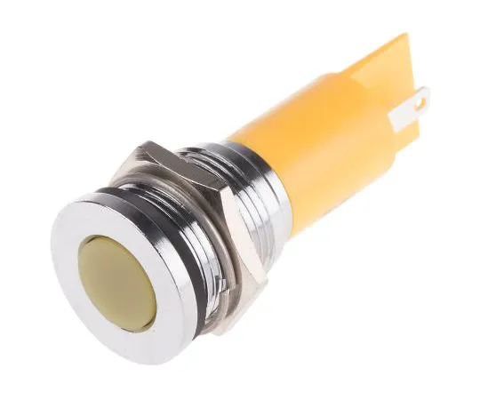 63-6583-54 RS PRO Yellow Indicator, 12 V, 16mm Mounting Hole Size, Solder Tab Termination 206-817