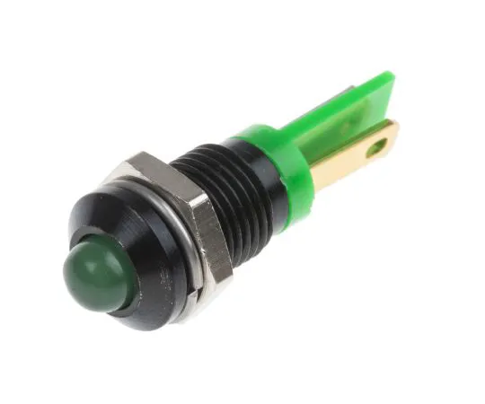 63-6584-48 RS PRO Green Indicator, 2 V dc, 8mm Mounting Hole Size, Solder Tab Termination 207-804