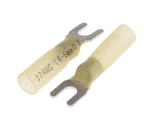 63-6977-83 RS PRO Insulated Crimp Spade Connector, 4mm² to 6mm², 12AWG to 10AWG, M4.3 (#6) Stud Size HDPE, Yellow 125-1973