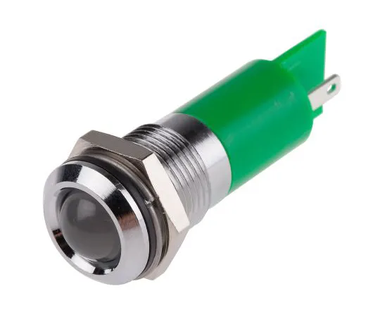 63-6582-50 RS PRO Green Indicator, 12 V, 14mm Mounting Hole Size, Solder Tab Termination, IP67 205-303