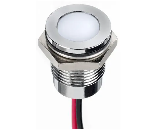 63-7021-06 RS PRO White Indicator, 1.8 → 3.3 V dc, 14mm Mounting Hole Size, Lead Wires Termination, IP67 130-1099