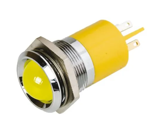 63-6587-99 RS PRO Yellow Indicator, 48 → 65 V dc, 22mm Mounting Hole Size, Tab Termination 212-244