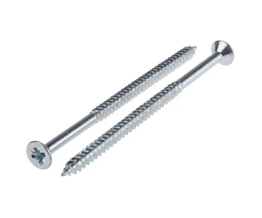 63-6693-89 Pozidriv Countersunk Steel Wood Screw Bright Zinc Plated, No. 12 Thread, 4in Length 521-282