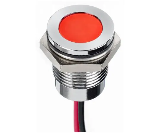 63-7021-03 RS PRO Red Indicator, 1.8 → 3.3 V dc, 14mm Mounting Hole Size, Lead Wires Termination, IP67 130-1094