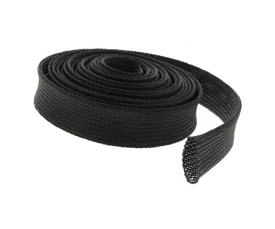 63-6635-16 RS PRO Expandable Braided PET Black Cable Sleeve, 30mm Diameter, 5m Length 408-211