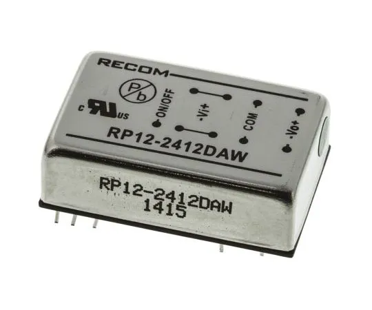 63-7350-21 Recom RP12 AW 12W Isolated DC-DC Converter Through Hole, Voltage in 9 → 36 V dc, Voltage out ±12V dc RP12-2412DAW
