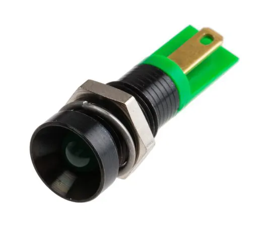 63-6583-04 RS PRO Green Indicator, 2 V dc, 8mm Mounting Hole Size, Solder Tab Termination 206-132
