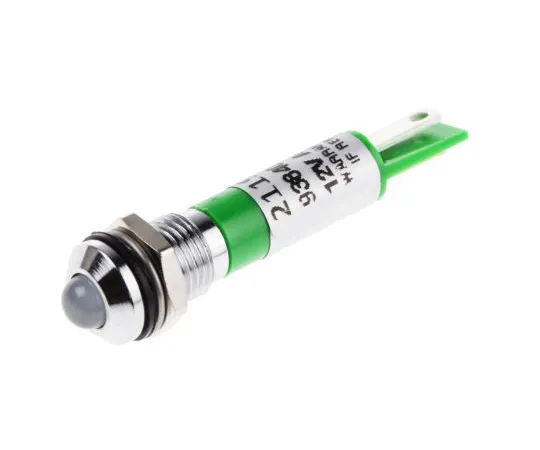 63-6587-75 RS PRO Green Indicator, 12 V, 8mm Mounting Hole Size, Solder Tab Termination, IP67 211-910