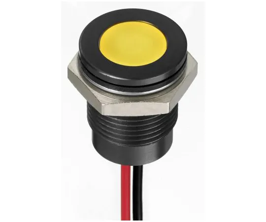 63-7021-49 RS PRO Yellow Indicator, 24 V dc, 14mm Mounting Hole Size, Lead Wires Termination, IP67 130-2299