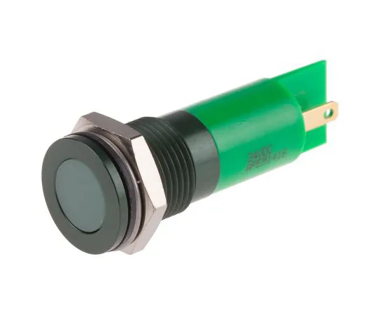 63-6780-50 RS PRO Green Indicator, 24 V dc, 14mm Mounting Hole Size, Faston, Solder Lug Termination, IP67 111-6563