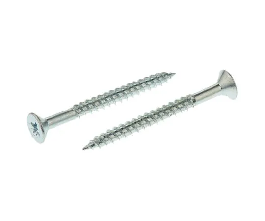 63-6696-59 Pozidriv Countersunk Steel Wood Screw Bright Zinc Plated, No. 10 Thread, 2in Length 529-163