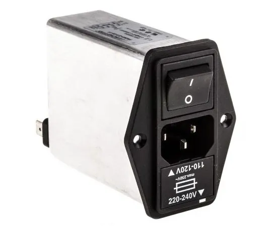 63-7352-97 Male C14 IEC Filter Panel Mount 5 x 20mm,Faston,Rated At 2.5A,250 V ac Operating Frequency 50 → 400Hz FN 393-2,5/05-11