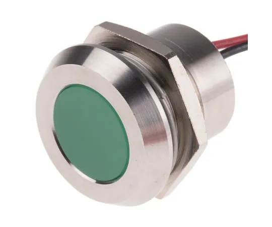 63-6882-82 RS PRO Green Indicator, 28 V dc, 22mm Mounting Hole Size, Lead Wires Termination, IP67 123-2429