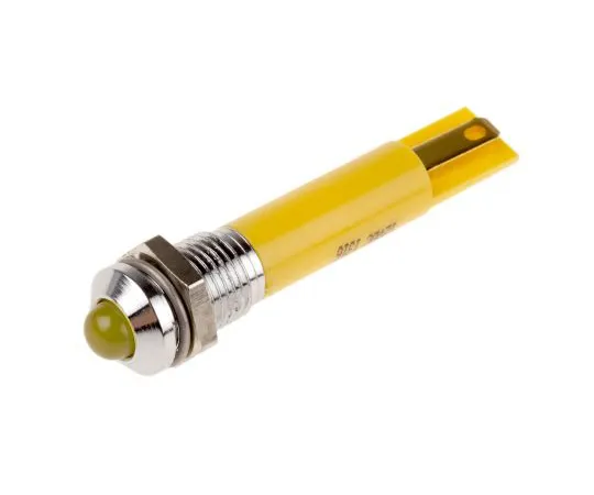 63-6586-57 RS PRO Yellow Flashing LED Indicator, 12 V dc, 8mm Mounting Hole Size, Solder Tab Termination 210-434