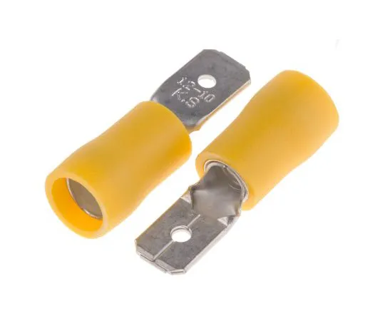 63-6977-68 RS Pro, Yellow Insulated Crimp Tab Terminal, 4mm² to 6mm², 12AWG to 10AWG, 6.35 x 0.8mm 125-1954