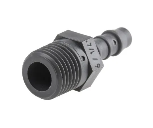 63-6729-26 Straight Male Hose Coupling 1/4in Adaptor, 1/4 in BSP Male, Nylon 795-118