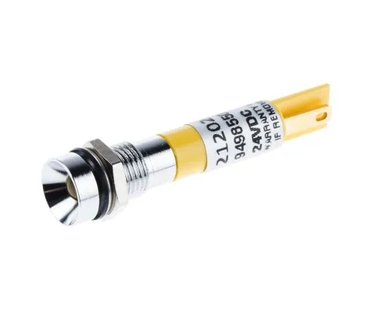 63-6587-80 RS PRO Yellow Indicator, 24 V ac/dc, 8mm Mounting Hole Size, Solder Tab Termination, IP67 212-020
