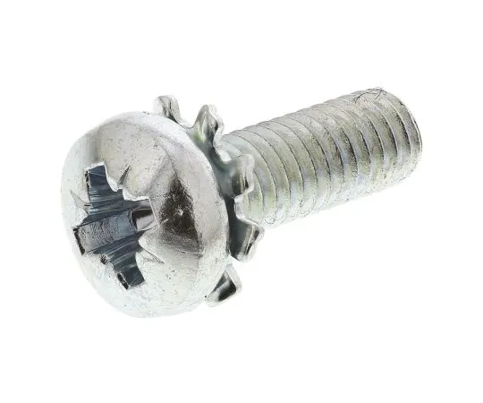 63-6611-66 RS PRO M4 x 12mm Zinc Plated Steel Pan Head Sems Screw, External Tooth Washer 278-691