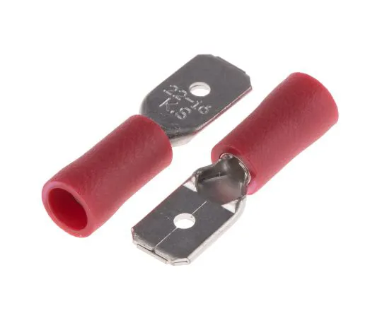 63-6977-66 RS PRO, Red Insulated Crimp Tab Terminal, 0.5mm² to 1.5mm², 22AWG to 16AWG, 6.35 x 0.8mm 125-1952
