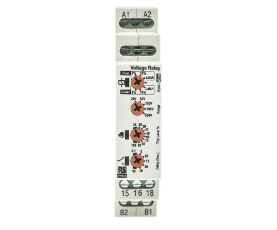 63-6743-15 RS PRO Voltage Monitoring Relay With SPDT Contacts, 1 Phase, Overvoltage, Undervoltage 102-6133
