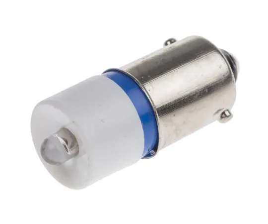 63-6588-24 LED Reflector Bulb, BA9s, Blue, Single Chip, 10mm dia., 28V dc 212-496