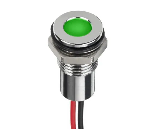 63-7027-39 RS PRO Green Indicator, 1.8 → 3.3 V dc, 8mm Mounting Hole Size, Lead Wires Termination, IP67 132-9114