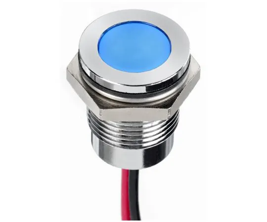 63-7021-05 RS PRO Blue Indicator, 1.8 → 3.3 V dc, 14mm Mounting Hole Size, Lead Wires Termination, IP67 130-1098